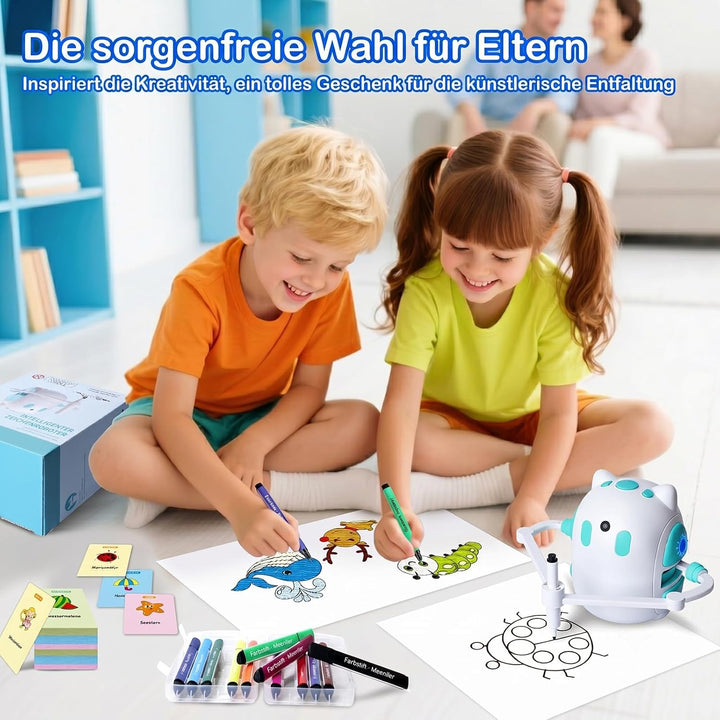 Zeichenroboter für Kinder 150 Lernkarten mit Sprachführung Montessori Malzeug Jungen & Mädchen 3-8 J