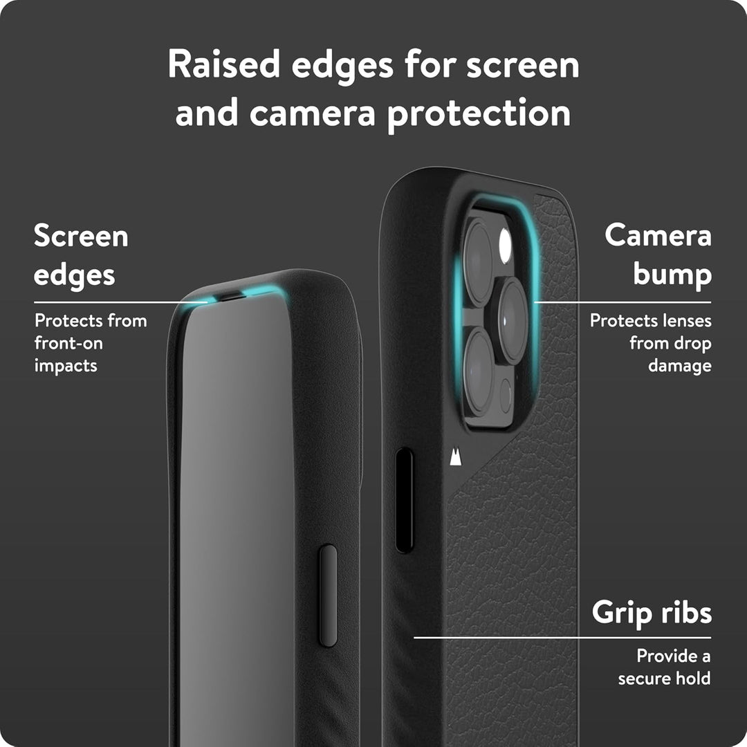 Mous Hülle für iPhone 15 Pro MagSafe Kompatibel Case - Limitless 5.0 - Schwarzes Leder - Handyhülle