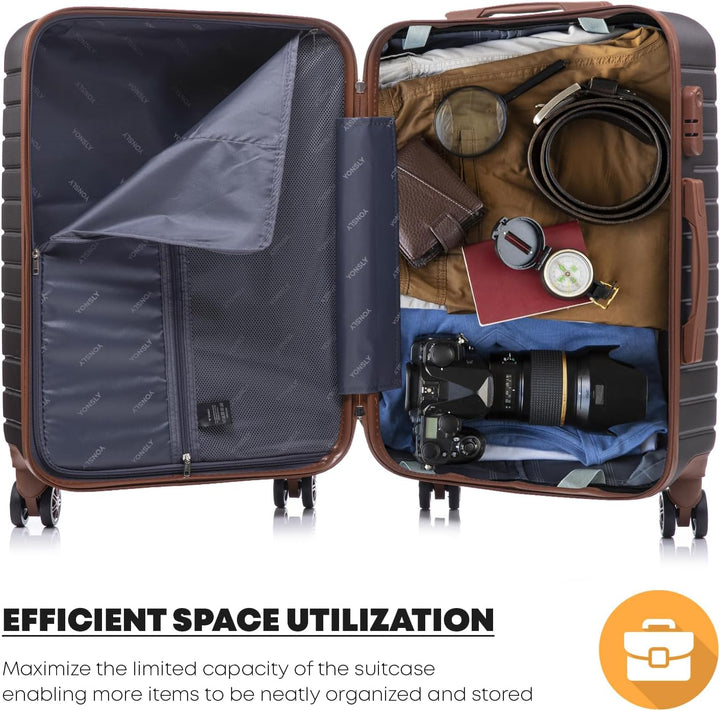 Reisekoffer Trolley Rollkoffer Handgepäck Set, Hartschalenreisekoffer Koffer Suitcase mit 4 Rollen 3