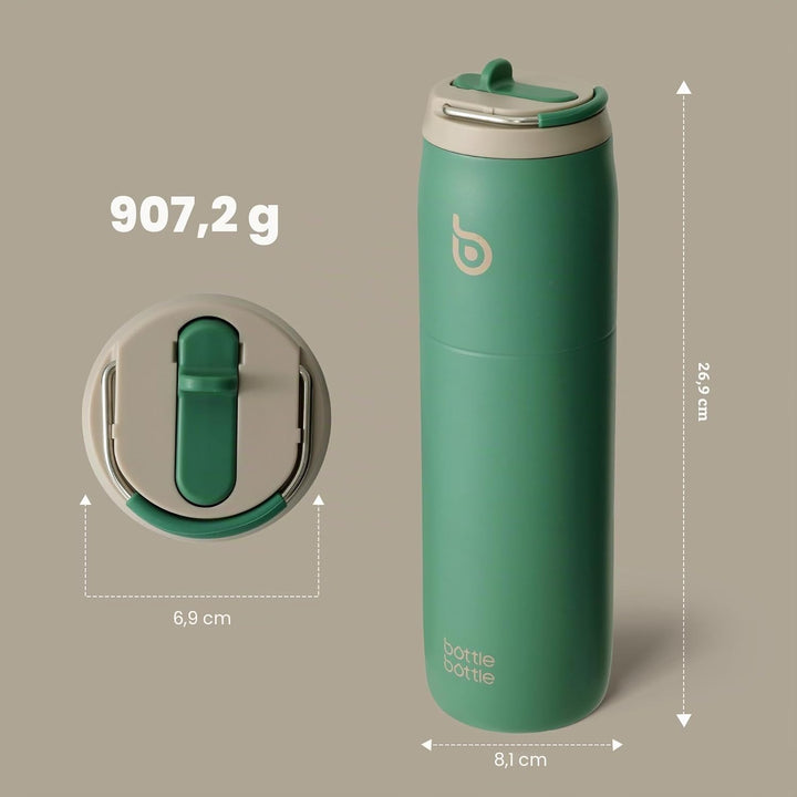 bottlebottle BOTTLE BOTTLE Isolierte Wasserflasche Edelstahl 32oz(946ml) mit Strohhalm Griff für Spo