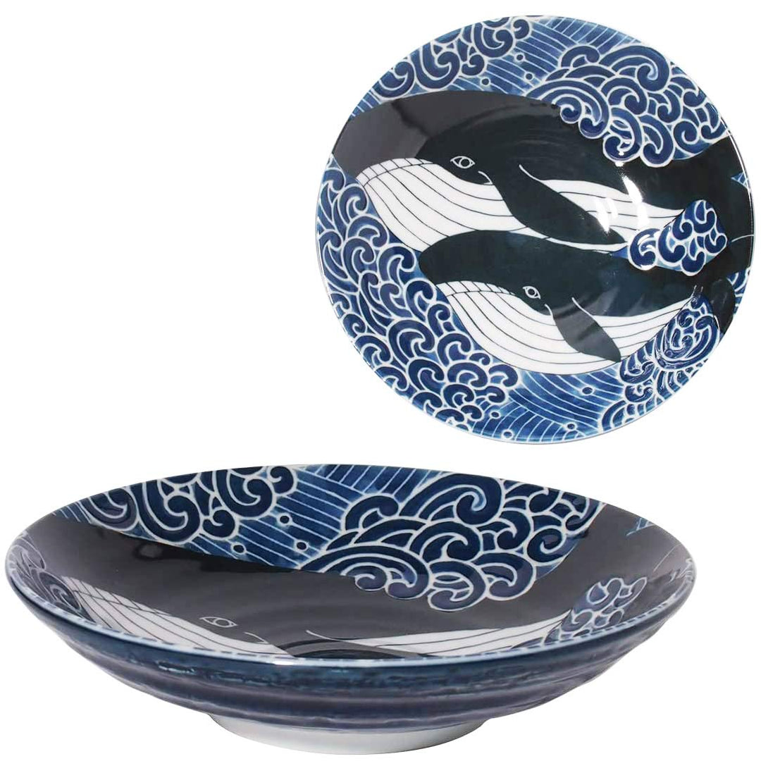 Minorutouki Mino Ware Speiseteller, Wal, 22 x 3 cm, 590 ml, hergestellt in Japan