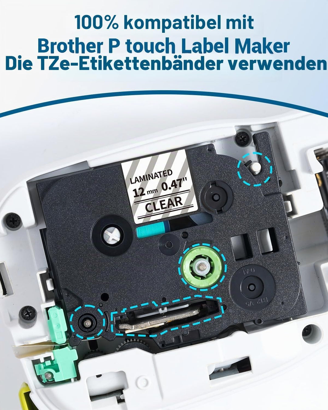 MarkField 6x TZe-131 12mm Clear Bänder Kompatibel mit Brother P-touch | Transparent Schriftband 12mm