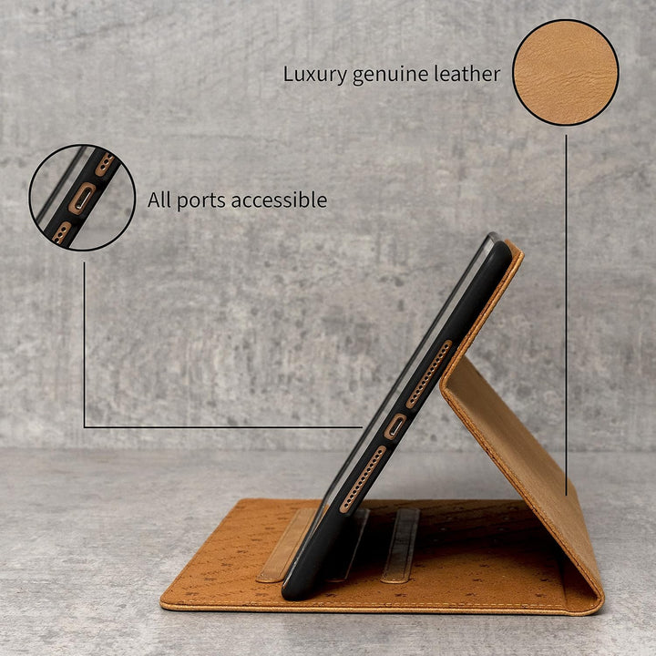 Porter Riley - Lederhülle für iPad 10. Generation (10.9") Ausgabe 2022. Premium Echtleder Standhülle