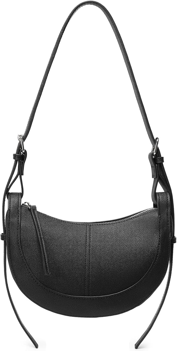 Travistar Umhängetasche Damen Halbmond Crossbody Bag Damen Klein Schultertasche Leder Schwarze Handt