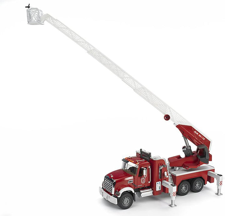bruder 02821 - Mack Granite Feuerwehrleiterwagen mit Pumpe - 1:16 Einsatzfahrzeug Feuerwehrauto Notr
