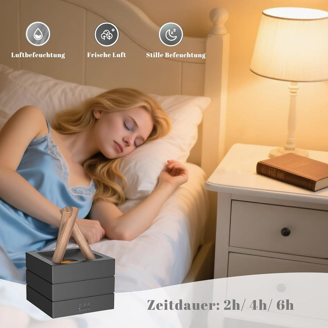 Luftbefeuchter, 280ml Flammen Duft Diffuser, USB-betrieben Luftbefeuchter mit Farbiges Licht, Drei G
