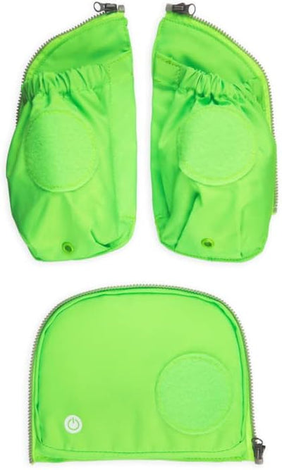 ergobag Fluo LED Seitentaschen Set Geeignet für pack, cubo, cubo light und wide Einheitsgrösse Grün