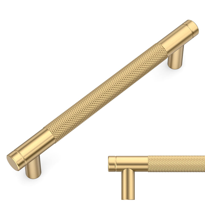 Amerdeco 10 Stück Champagner Bronze Schrankgriffe 128mm Lochabstand, Aluminium Griffe für Küchenschr