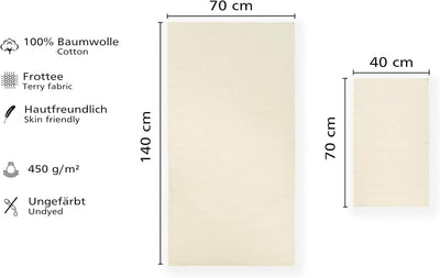 Ungefärbte Hautfreundliche Schnelltrocknende Handtücher, 100% Baumwolle, 450 g/m², bis zu 95°С Wasch