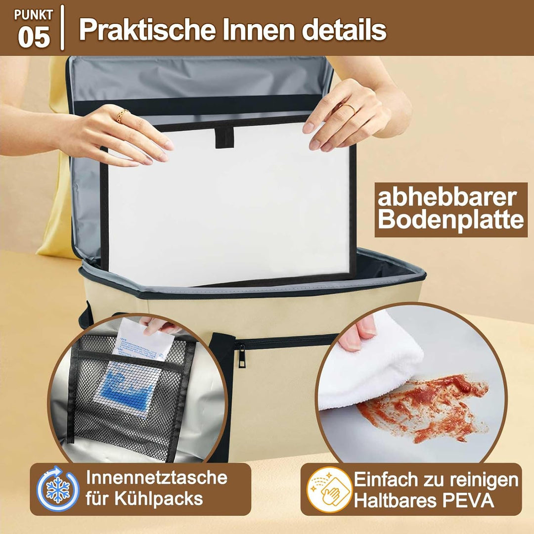 Coolerbag – Kühltasche aus hochwertigem Polyestergewebe, Large Cool Bag with Hard Bottom, Portable F