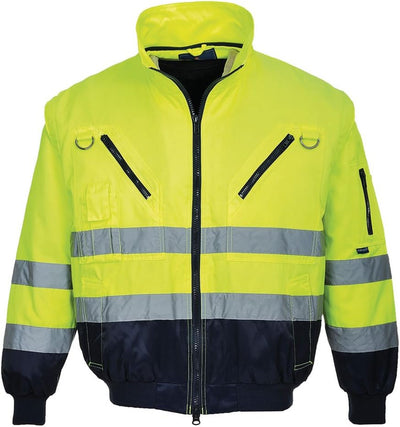 Portwest Hi-Vis Warnschutz 3-in-1 Pilotjacke, Grösse: XL, Farbe: Gelb/Marine, PJ50YNRXL XL gelb / ma