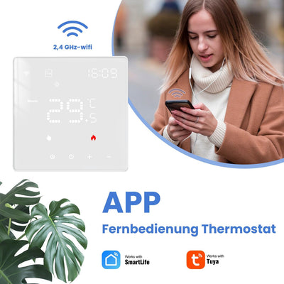 Smart WiFi Thermostat Für Wasser Fussbodenheizung und Gasboiler, Programmierbar Raumthermostat Unter