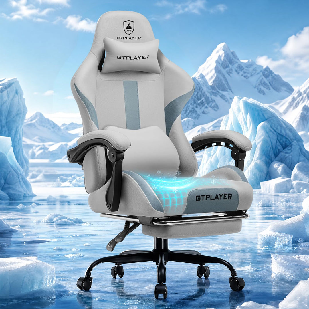 GTPLAYER Gaming Stuhl, Gamer Stuhl, Atmungsaktiver Bürostuhl aus Hochwertigem Stoff, Ergonomischer P