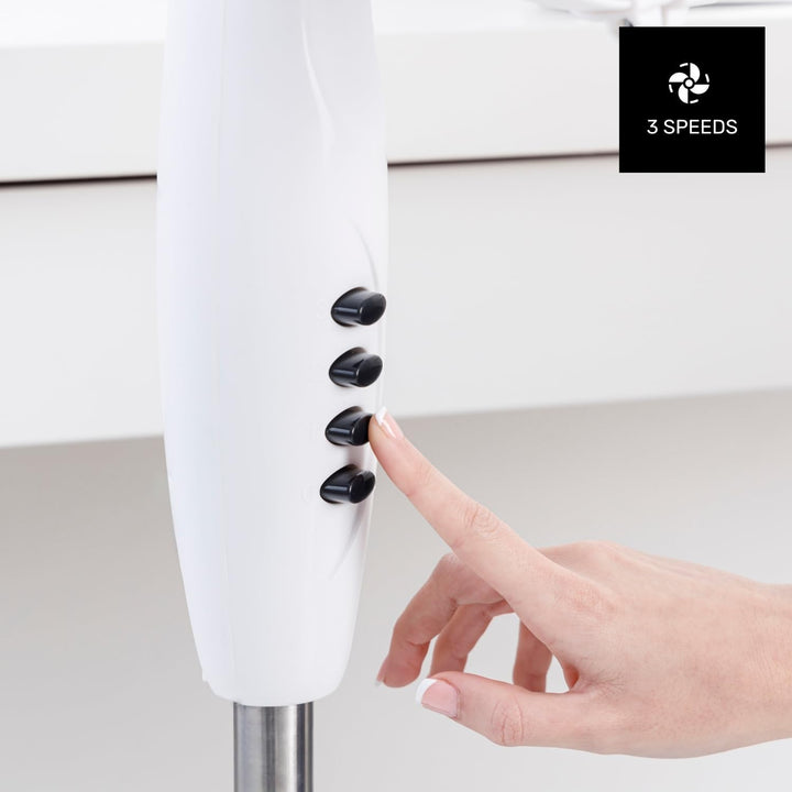 Taurus Greco 16CR Pure Standventilator, 40 W, runder Boden, Oszillationssystem, verstellbare Neigung