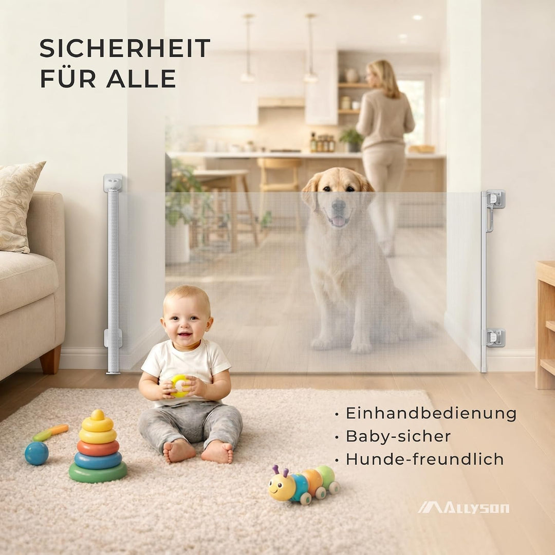 Allyson® Treppenschutzgitter Ausziehbar ohne Bohren, Türschutzgitter bis 140 cm Treppengitter für Ki