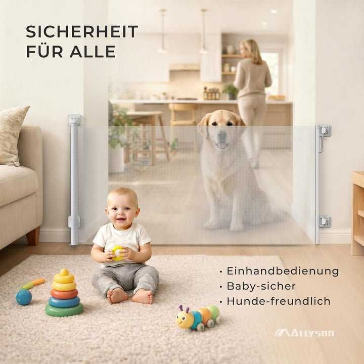 Allyson® Treppenschutzgitter Ausziehbar ohne Bohren, Türschutzgitter bis 140 cm Treppengitter für Ki