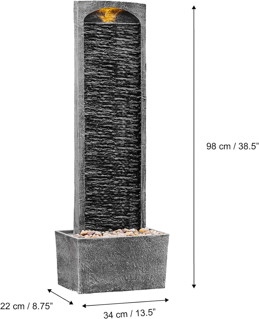 Peaktop - Garten Terrasse Stein 38 Zoll aufrechter Wasserfall Brunnen RJ-19041-EU