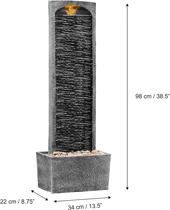 Peaktop - Garten Terrasse Stein 38 Zoll aufrechter Wasserfall Brunnen RJ-19041-EU