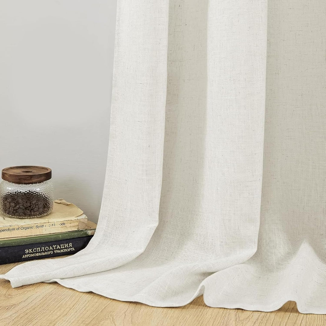 CUCRAF Leinen Gardinen mit Ösen Halbtransparent Leinenvorhang Voile Fensterschal Dekoschal für Schla