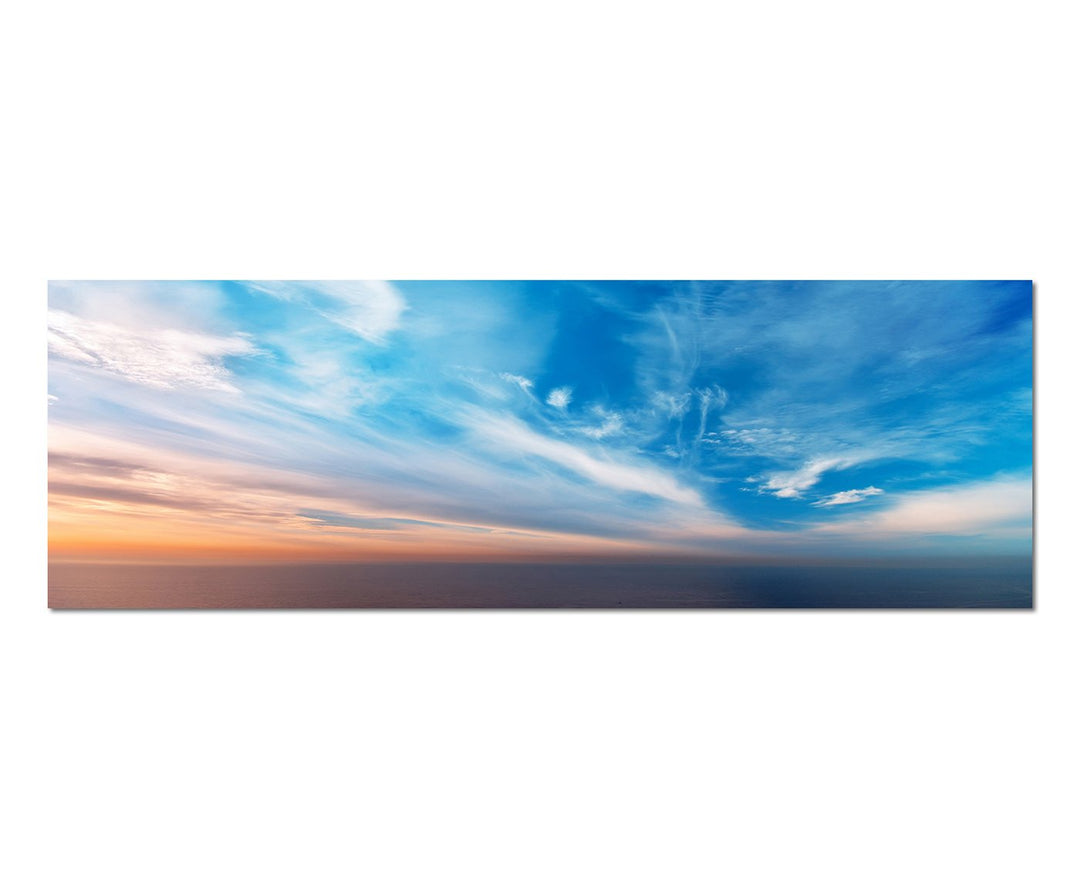 Paul Sinus Art Panoramabild auf Leinwand und Keilrahmen 150x50cm Himmel Wolkenschleier Sonnenunterga
