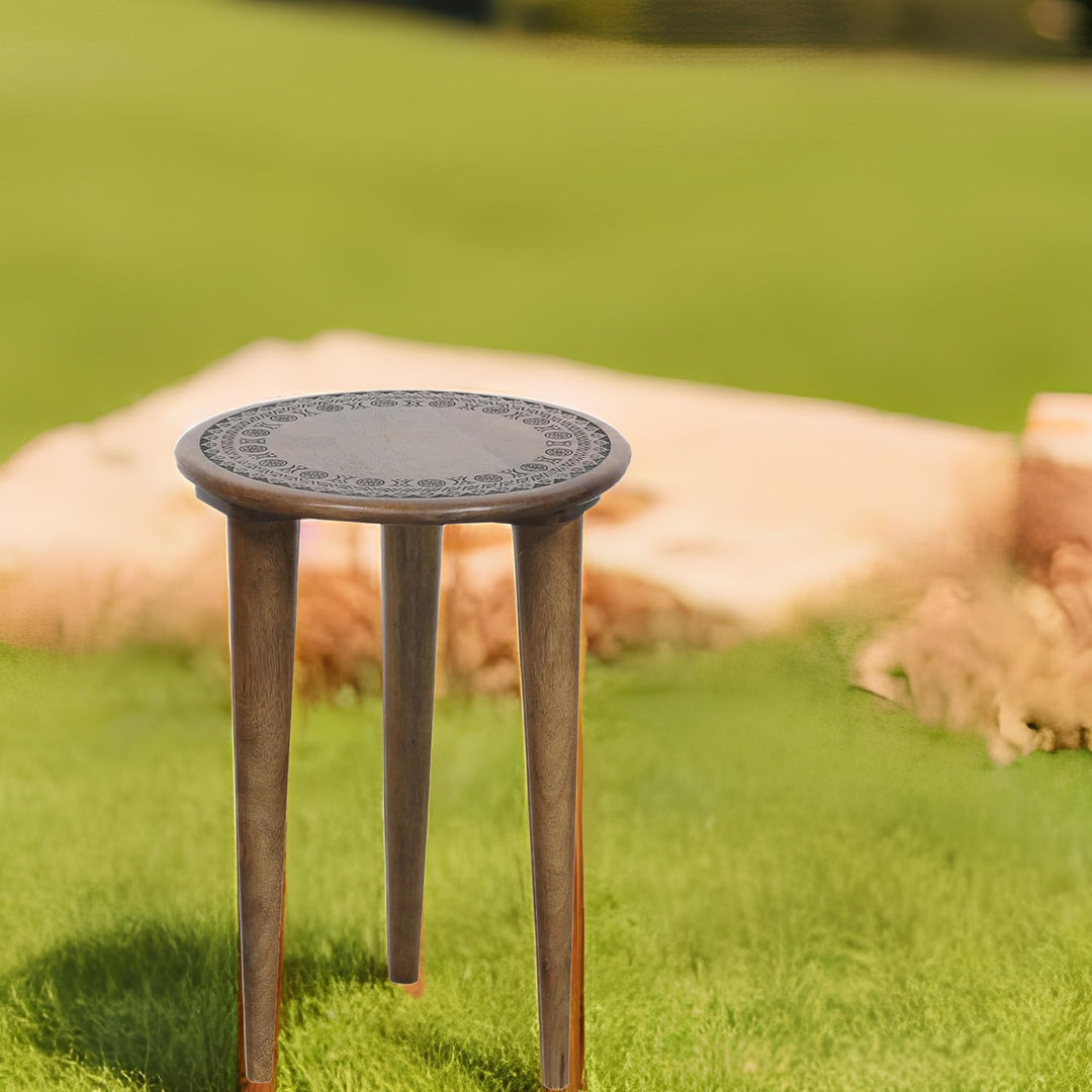 MARRAKESCH Beistelltisch Nachttisch aus Holz | Tisch Hocker Astus rund als Orientalische Dekoration