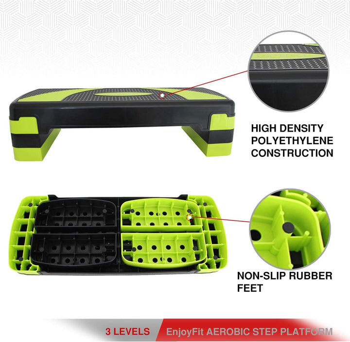 EnjoyFit Aerobic Steppbrett XL Premium Extra Gross Inkl. 3-Fach Höhenverstellbarer Stepper, 78 x 30