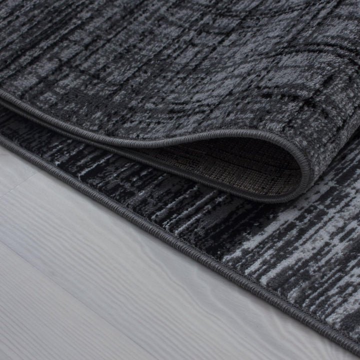 Carpetsale24 Teppich Wohnzimmer Abstrakt Kariert Design Schwarz Meliert 240 x 340 cm - Kurzflor Tepp