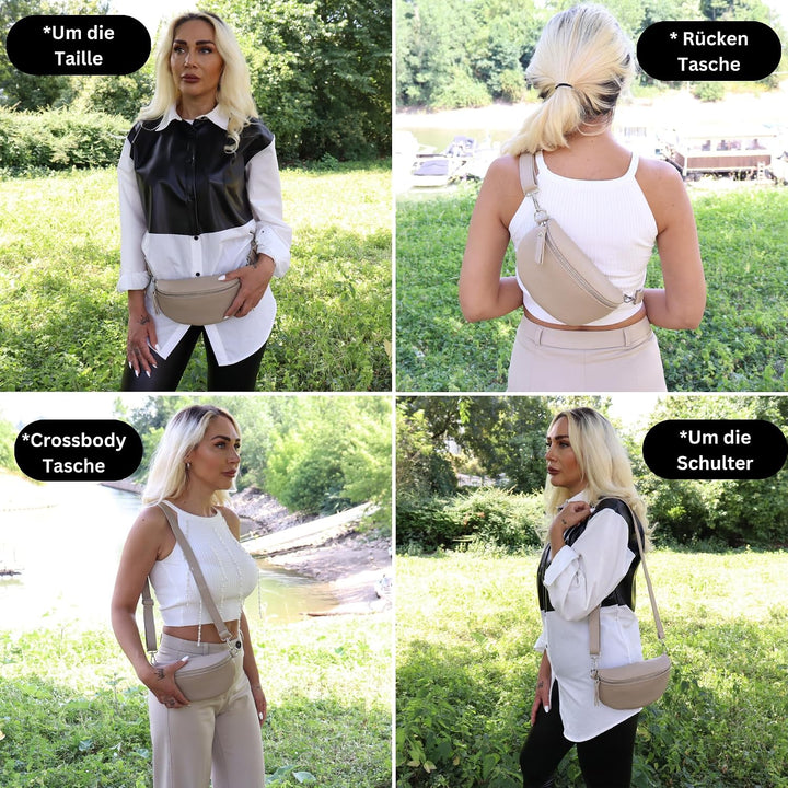 Blade Bauchtasche Damen Echtleder, stylische Gürteltasche Damen mit Leder abnehmbaren &amp; verstellbare