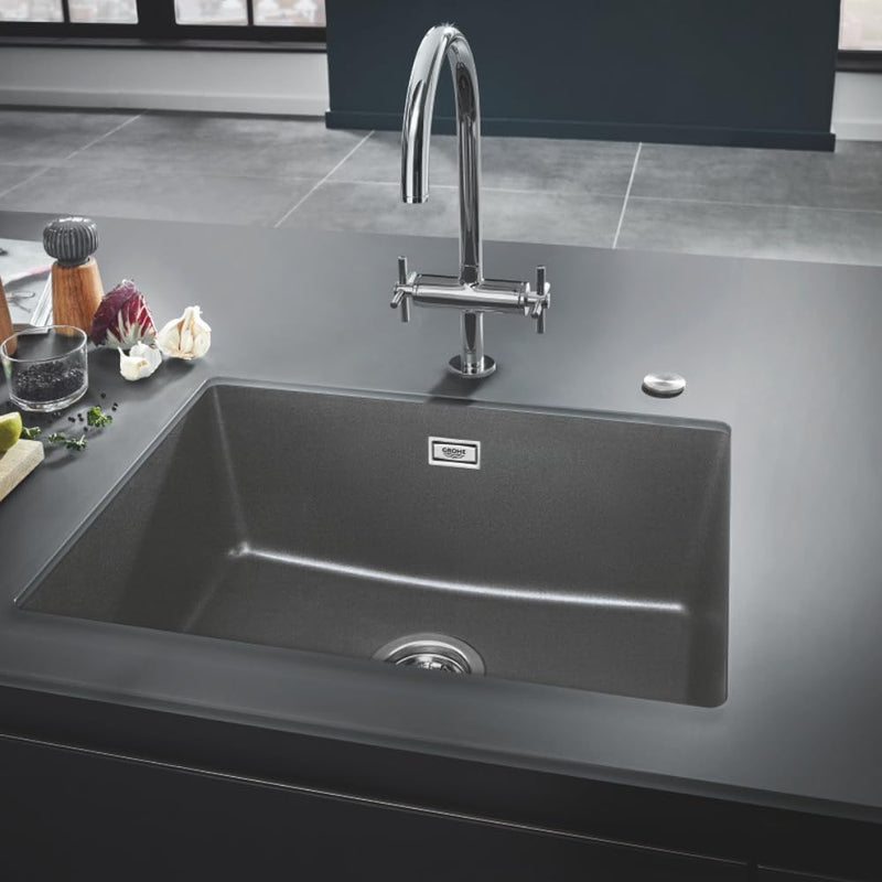 GROHE K700 Unterbau | Kompositspüle | Waschbecken, Küche, granit schwarz | 31654AP0, 45.7 x 40.6 cm