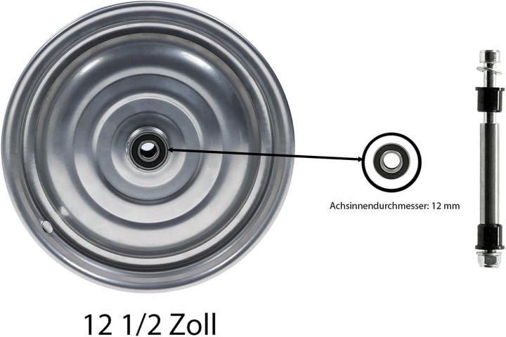 12 1/2 Zoll Scheibenrad Anhänger Handwagen Laufrad Rad Felge Klaufix DDR Chrom | 2 Stück