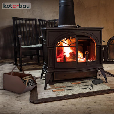 KOTARBAU® Kaminbesteck 4er Set mit Ascheeimer Schürhaken Besen Schaufel mit Holzgriff Kamingarnitur