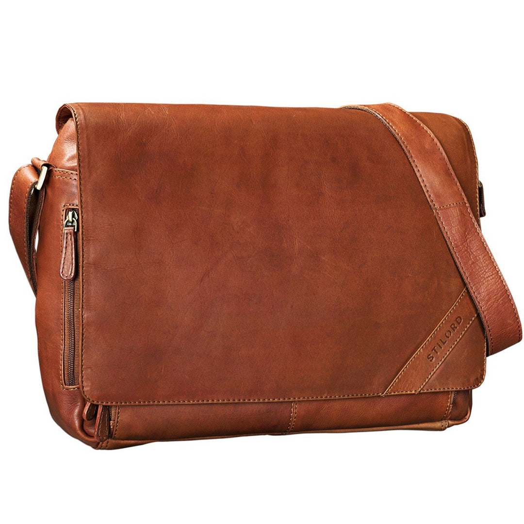STILORD 'Nick' Umhängetasche Leder Herren Damen Unitasche 15.6 Zoll Laptoptasche Aktentasche Bürotas