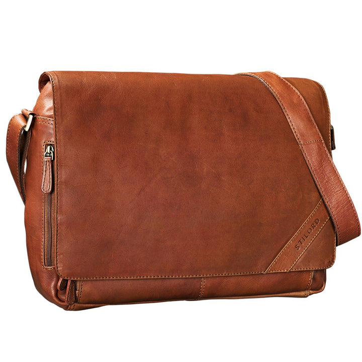 STILORD 'Nick' Umhängetasche Leder Herren Damen Unitasche 15.6 Zoll Laptoptasche Aktentasche Bürotas