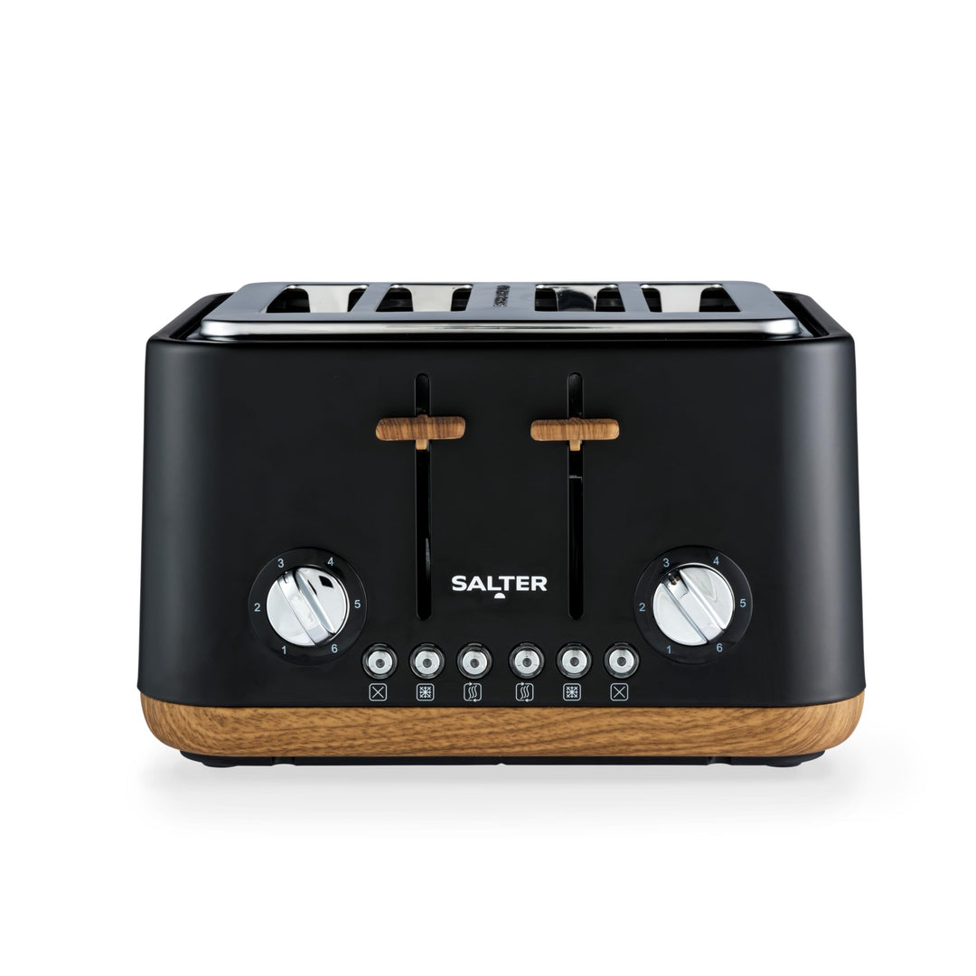 SALTER Toronto 4-Scheiben-Toaster – Breite Schlitze, 6 Bräunungsstufen, herausnehmbare Krümelschubla