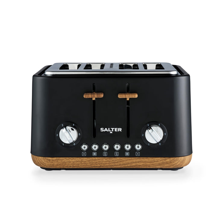 SALTER Toronto 4-Scheiben-Toaster – Breite Schlitze, 6 Bräunungsstufen, herausnehmbare Krümelschubla