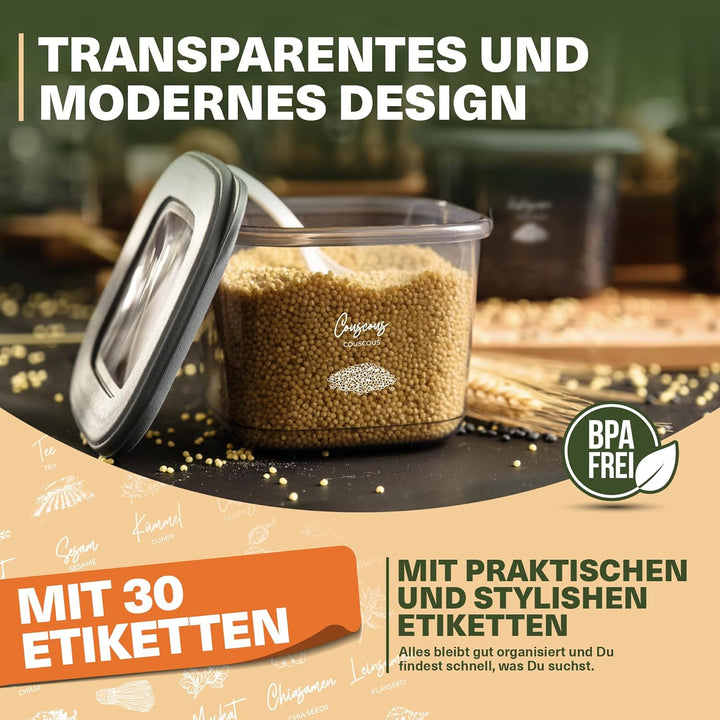 Vorratsdosen mit Deckel Luftdicht, 20er Vorratsbehälter Set BPA-Frei, Vorratsdose zur Müsli Mehl Auf