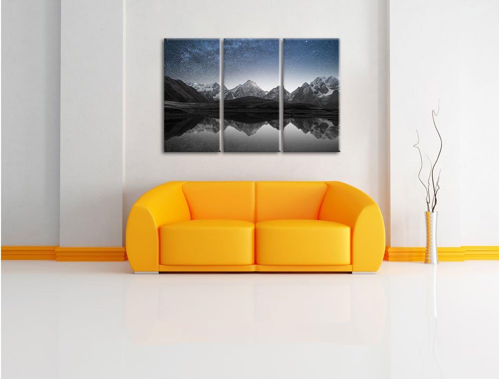 Pixxprint Sternenhimmel über dem Gebirge als Leinwandbild/Grösse: 3 Teilig (120x80) / Wandbild/Kunst