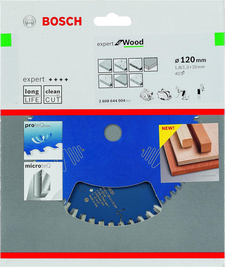Bosch Professional 1x Kreissägeblatt Expert for Wood (Holz, Sägeblatt Ø 120 x 20 x 1,8 mm, 40 Zähne,