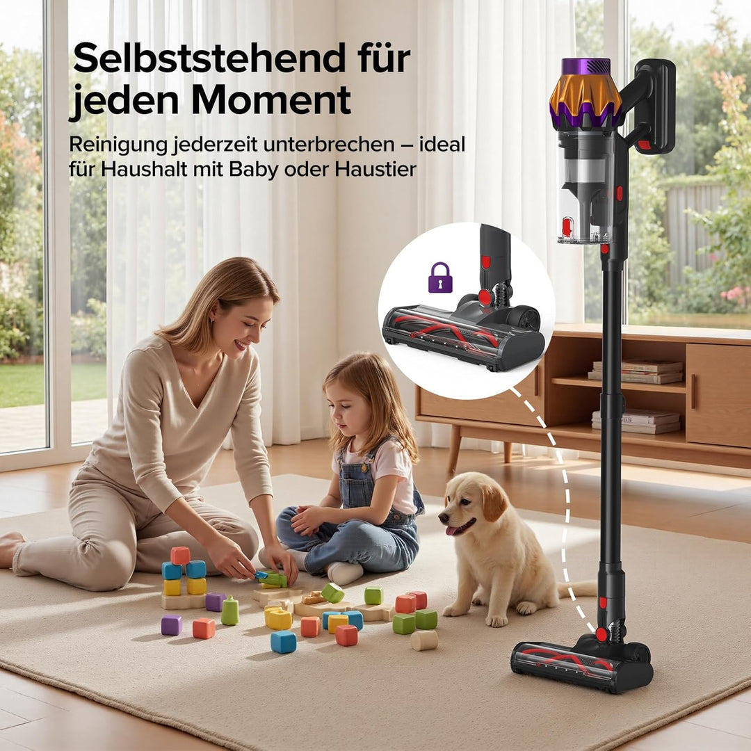 Lubluelu Akku Staubsauger Kabellos, 50kPa Saugkraft/50 Min Laufzeit, mit Selbststehend-Funktion&amp;Anti