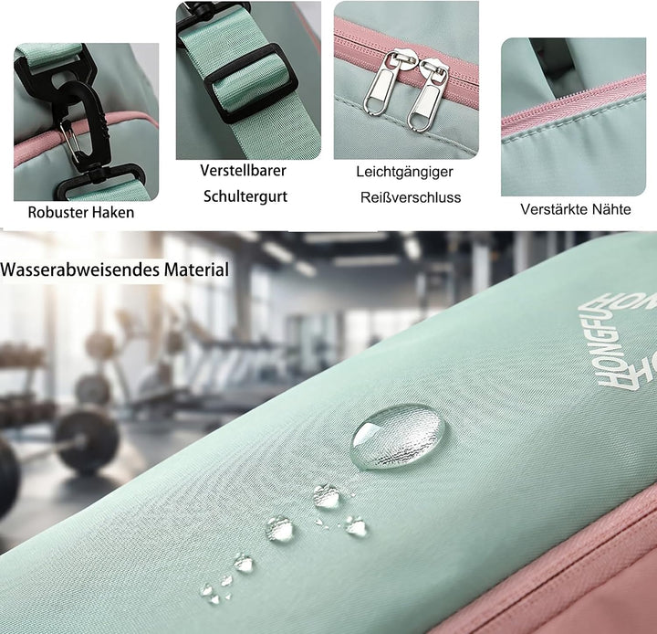 Sporttasche für Damen - Sporttasche Damen Gross Reisetasche Gross mit Schuhfach und Nassfach, Faltba