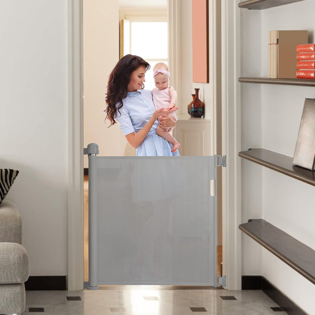 Froadp PVC Türschutzgitter, Ausziehbar Baby Treppengitter für Kinder und Haustiere, Einziehbares Tre