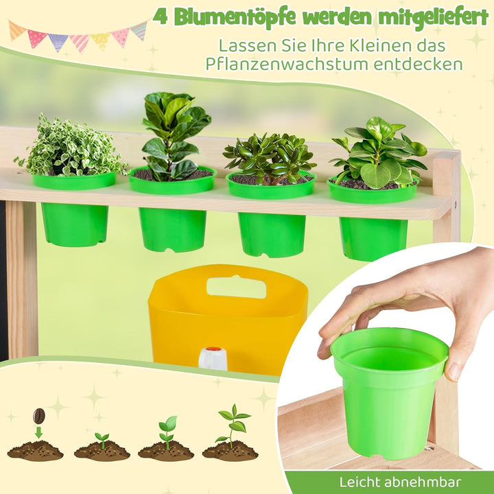 COSTWAY Matschküche Kinder, Outdoor Spielküche inkl. Zubehör mit Kreidetafel, Herd, Wasserhahn, Spül