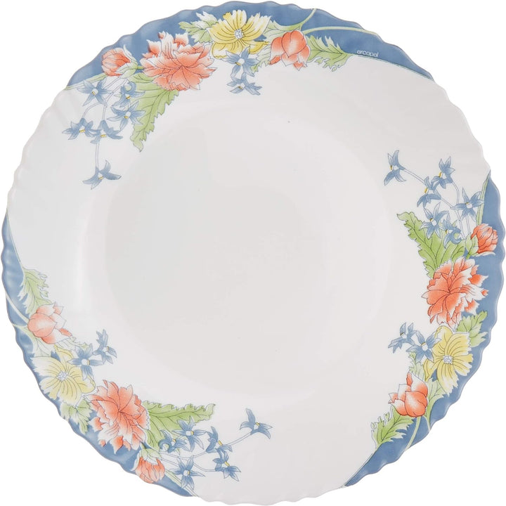 Dajar Tafelservice Florine 26 tlg. Arcopal, Glas, Weiss Rot Blau Gelb, 37 x 29 x 32 cm, Einheiten