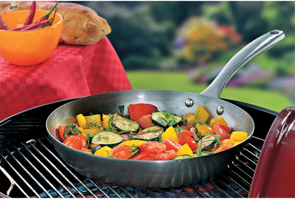 kela Bratpfanne Ferrum 24cm mit Edelstahlgriff, Gusseisen, Silber, 24 cm