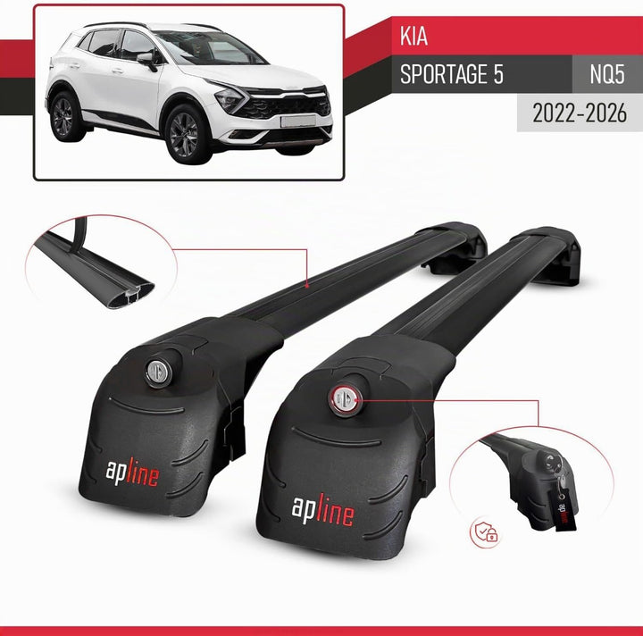 acpar Kompatibel mit Kia SPORTAGE (NQ5) 2022-2023 Relingträger ACE-2 Dachträger Gepackträger SCHWARZ
