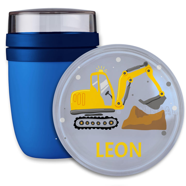 Shirtracer Mepal Müslibecher personalisiert Bagger mit Name 3 Blau, 3 Blau
