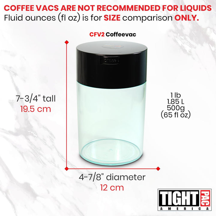 Vakuumgefäss 1,85L / Durchsichtig Schwarze Kappe und Transparenter Korpus, Schwarze Kappe und Transp