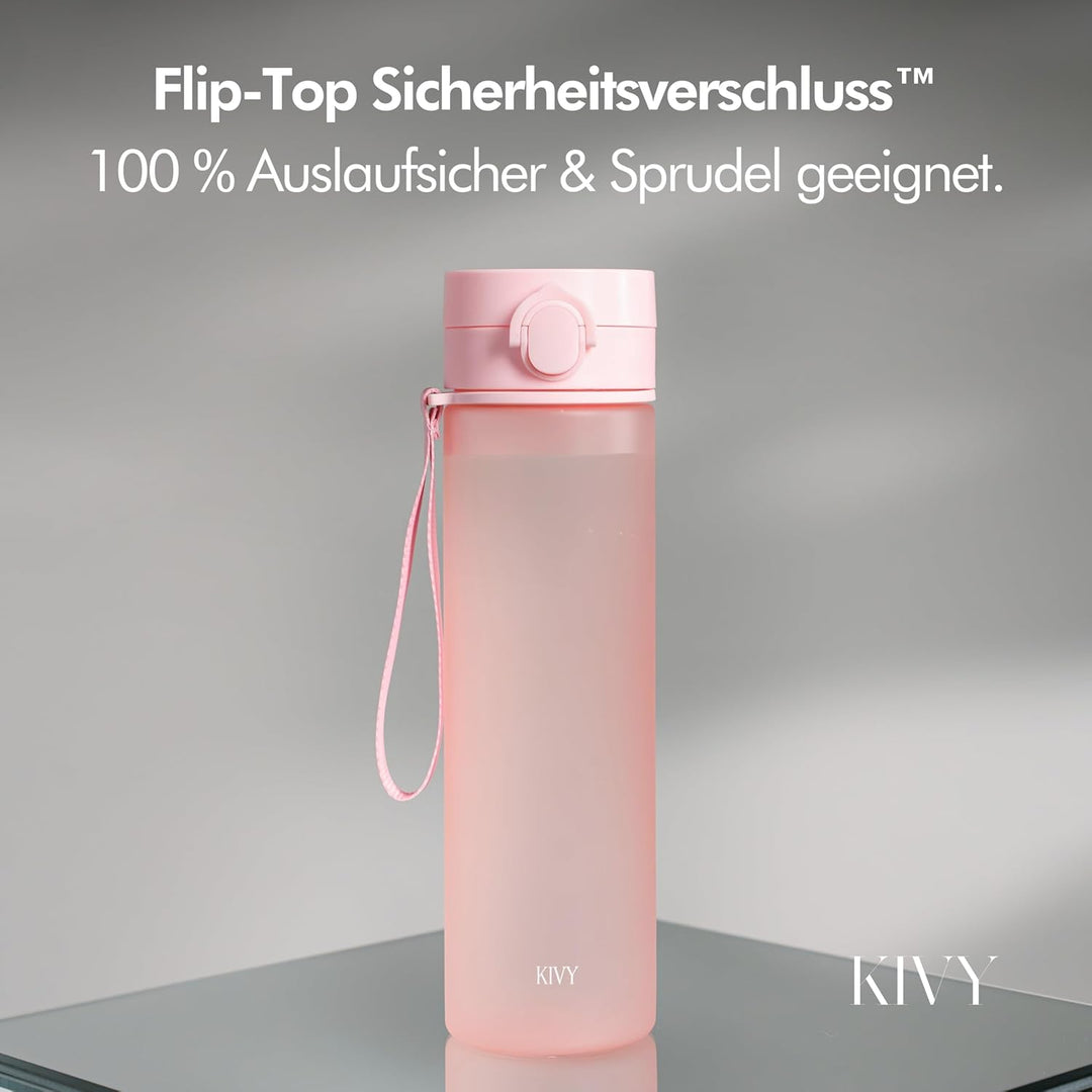 KIVY Tritan Trinkflasche 1l - Kohlensäure geeignet & Auslaufsicher - Für Sport, Schule & Büro - Spor