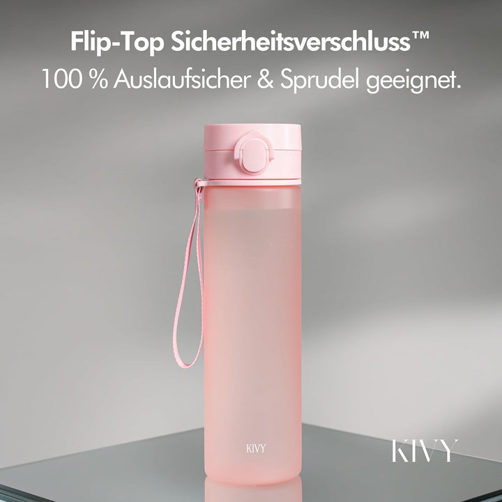 KIVY Tritan Trinkflasche 1l - Kohlensäure geeignet & Auslaufsicher - Für Sport, Schule & Büro - Spor