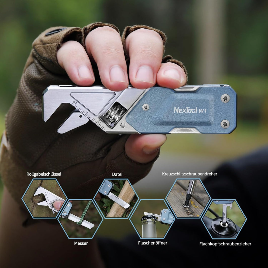 NexTool W1 MultiTool, 6 IN 1 Rollgabelschlüssel Multitool Werkzeug Multi Tool Faltbare Zange mit Nyl